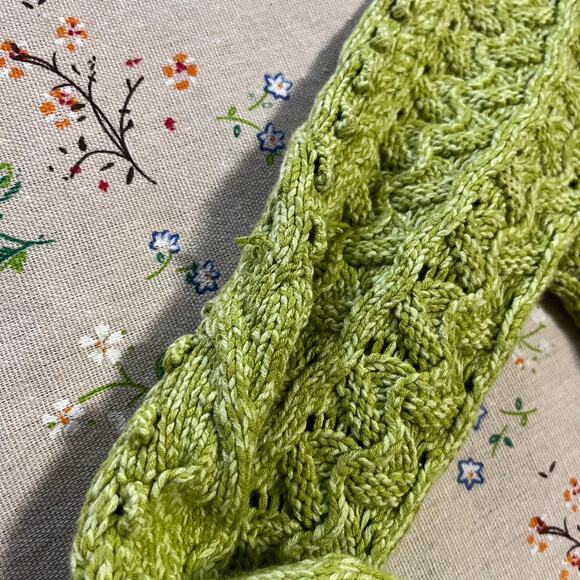 Sigrid Olsen Cable Knit Sweater Fisherman Pullover Jumper Pointelle Green XS - Picture 6 of 7